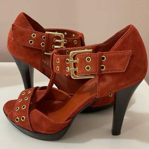 Nine West Orange Suede (leather) Vintage High Heels Sandals - Picture 7 of 7